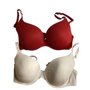 Victoria's Secret & PINK Bra Bundle Red Lace Incredible White Push Up 34D 34DD